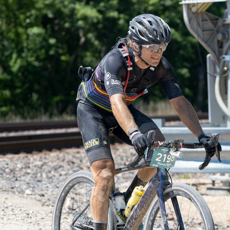 Gravel Cyclist, Randy Egues, Riding his SWorks Diverge during the Unbound Gravel Men's 200 Mile ride.