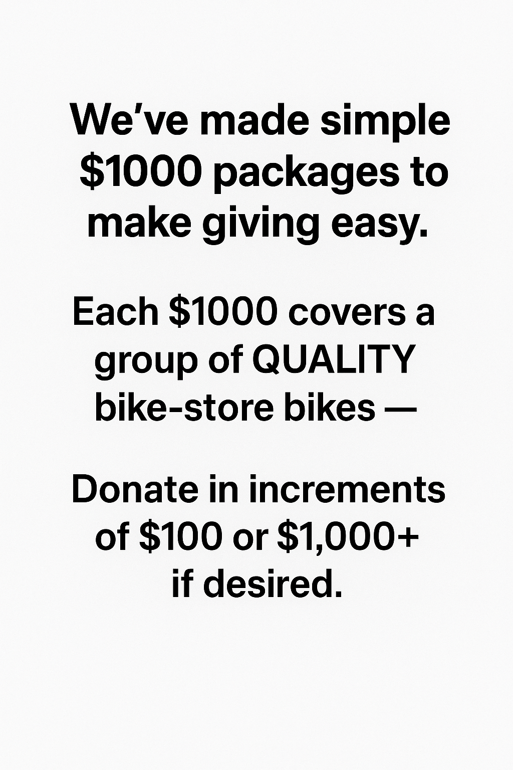 Holiday Bike Donation Packages for Kid's