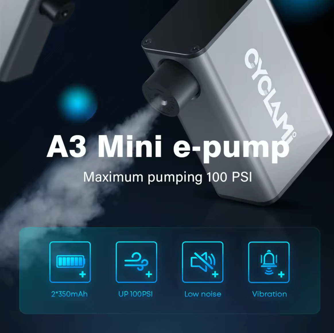 Ultra-Mini 100PSI Rechargeable Portable Electric Bicycle Pump