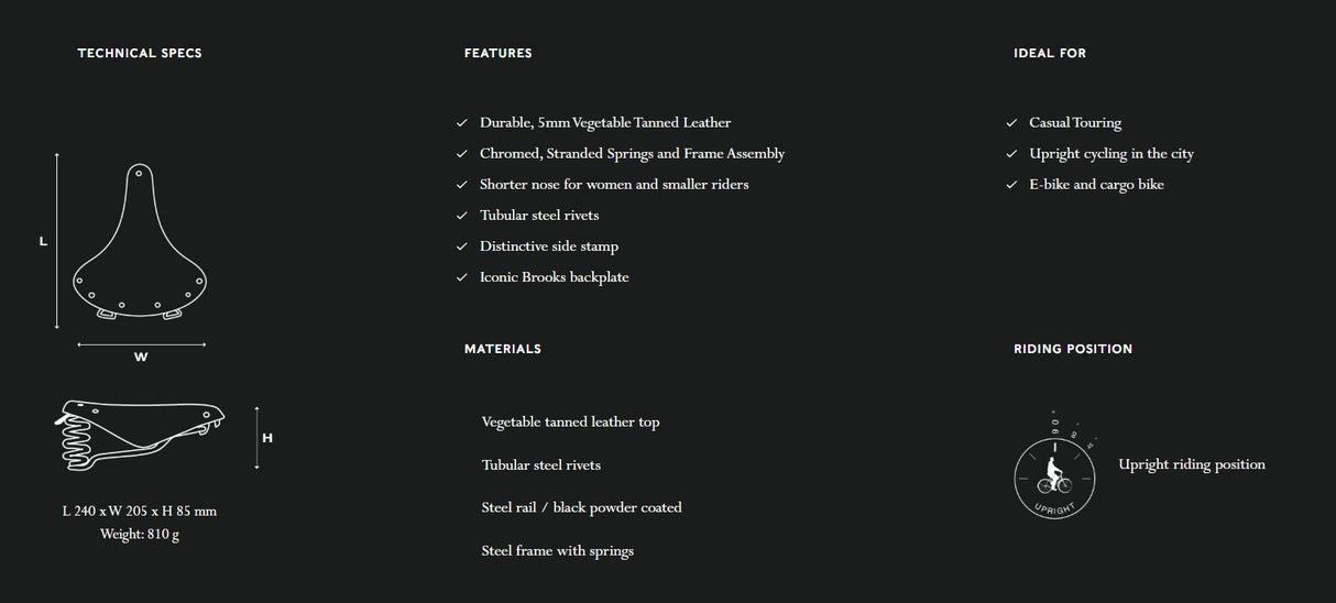 Brooks B67 Short Classic Leather Touring Bicycle Saddle