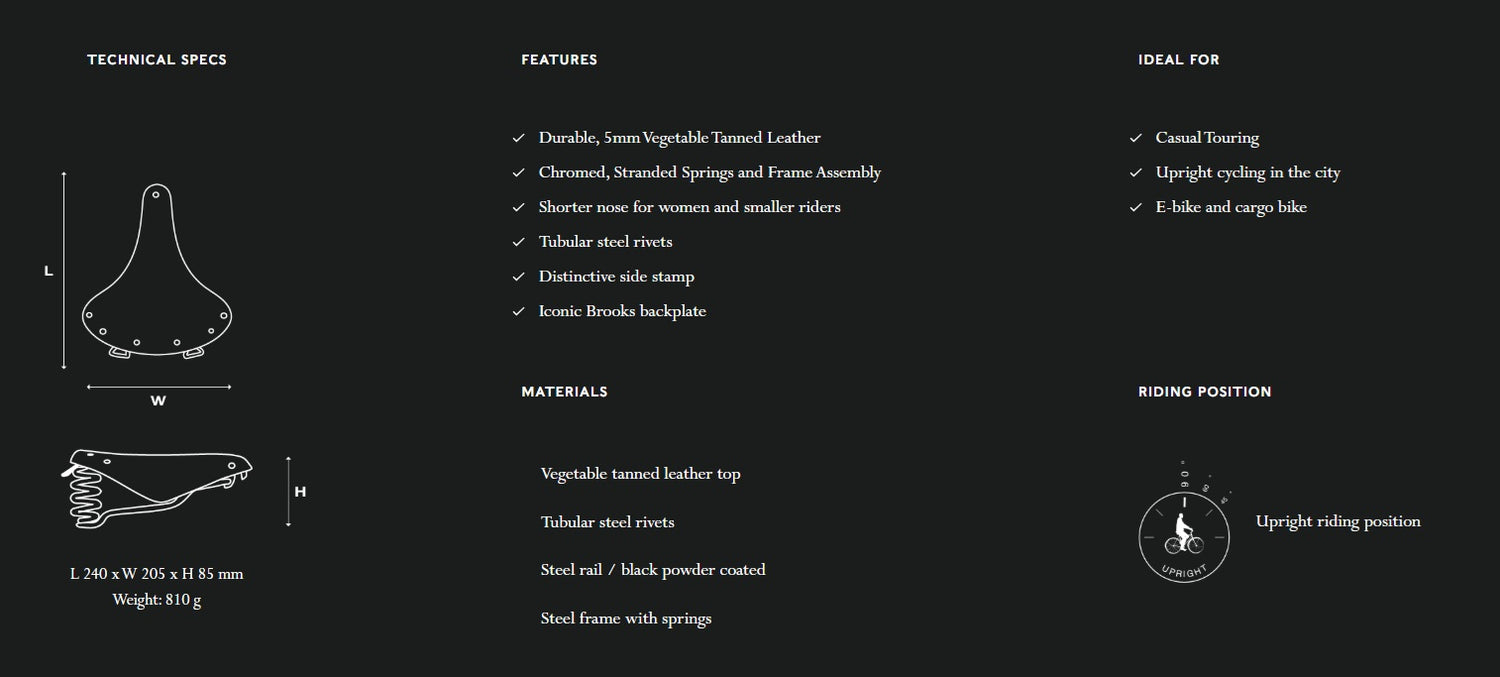 Brooks B67 Short Classic Leather Touring Bicycle Saddle