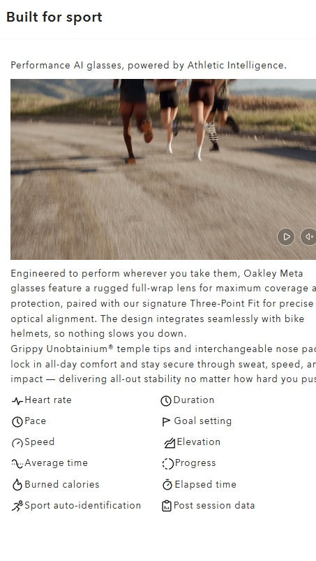 Oakley Meta Vanquish AI Sunglasses Powered by Meta AI and Garmin