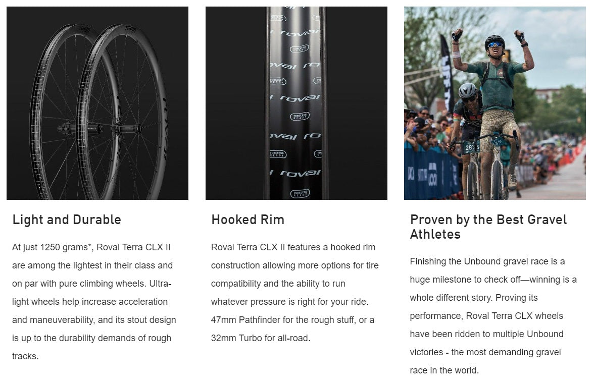 Roval Terra CLX II Carbon Clincher Disc Front Bicycle Wheel - Tubeless Compatible