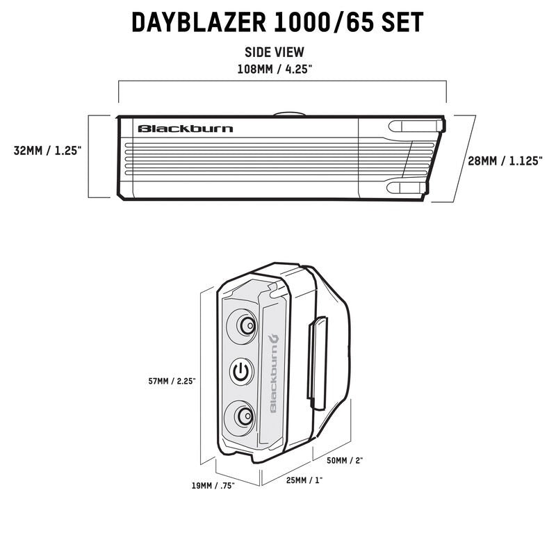 Blackburn Dayblazer 1000 Front Light + Dayblazer 65 Rear Light Combo Set