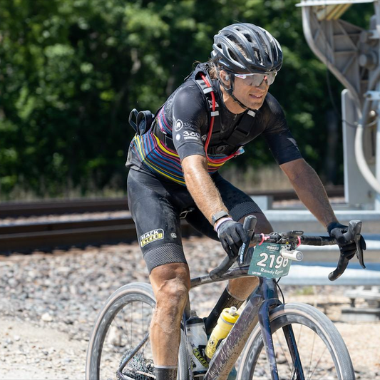 Gravel Cyclist, Randy Egues, Riding his SWorks Diverge during the Unbound Gravel Men's 200 Mile ride. 