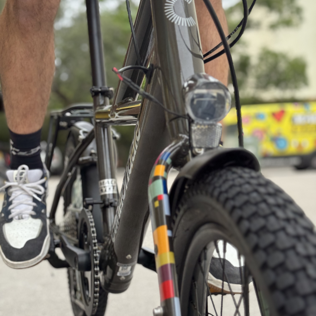 marcanthony naranjo riding the compact Neo cannondale electric commuter bike for sale at mack cycle in miami