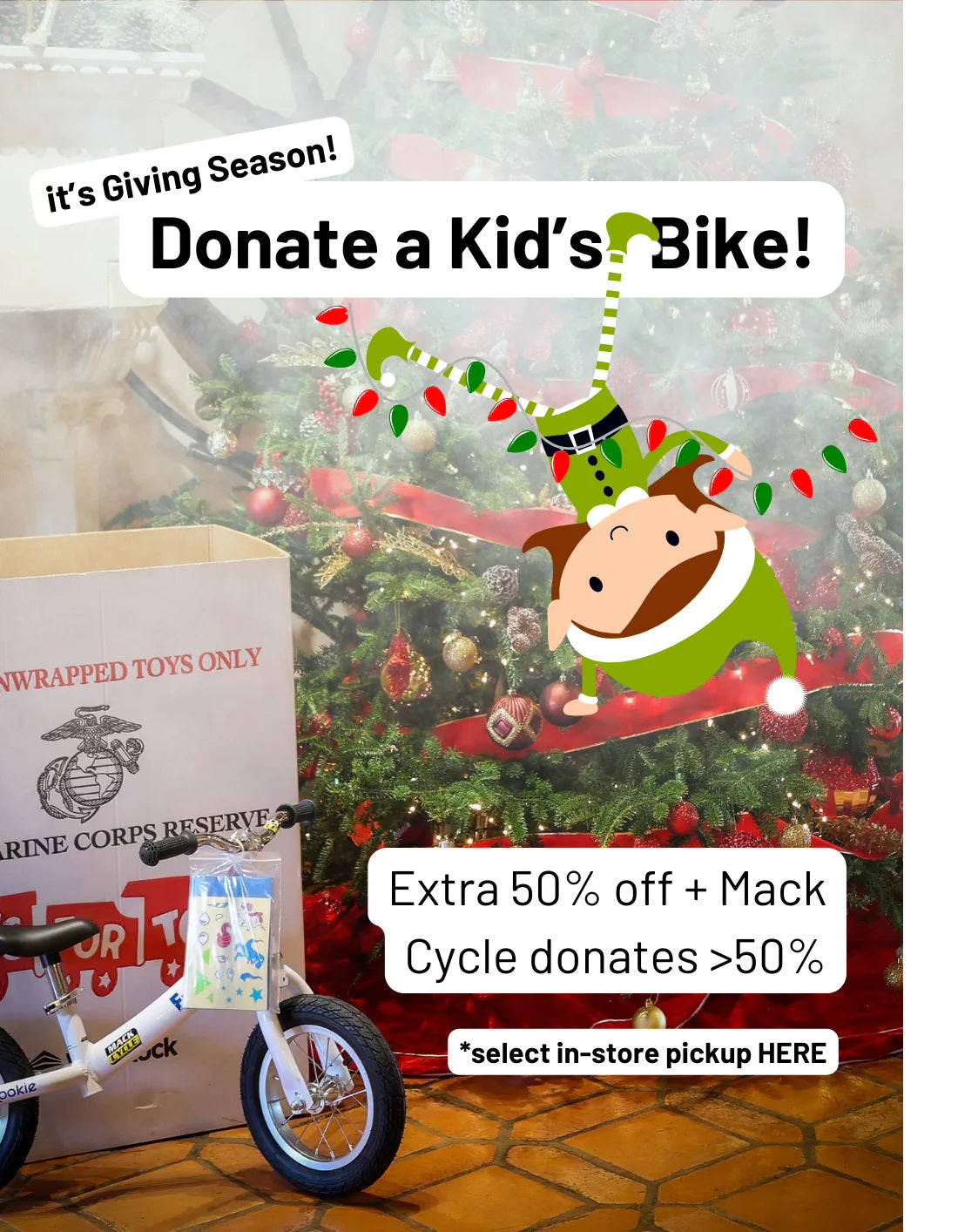 HOLIDAY KIDS BIKE SALE ( GIVE THE GIFT OF BICYCLES! ) EXTRA 50% OFF