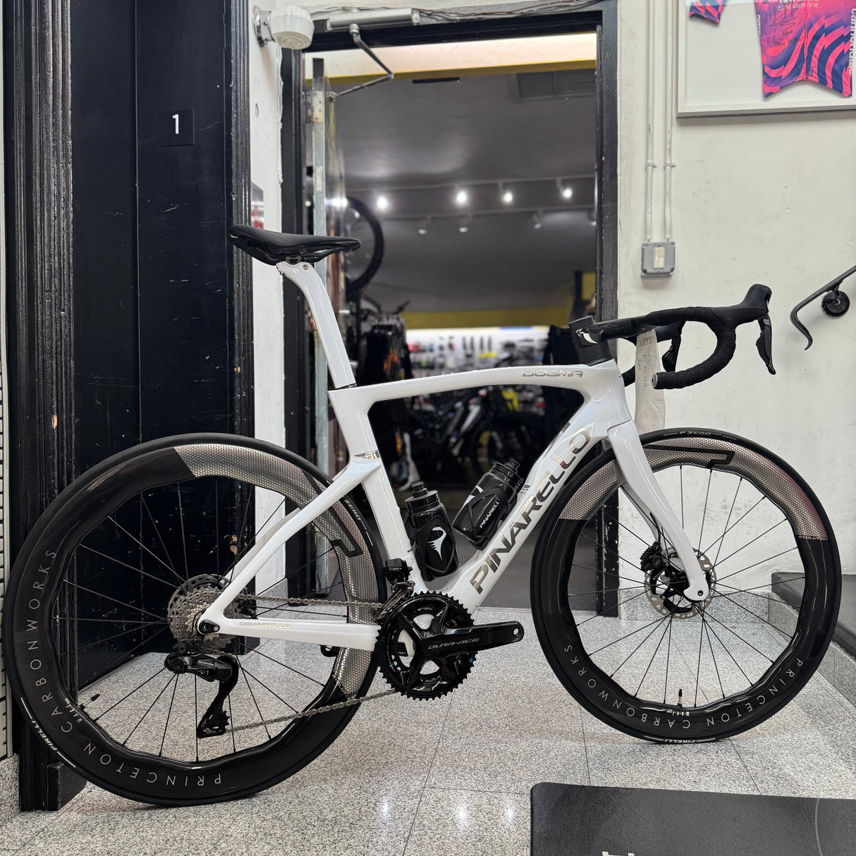Pinarello Dogma F Dura Ace Di2 Carbon Road Bike with Princeton Wake 6560 - B633 - Crystal White -  54cm
