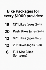 Holiday Bike Donation Packages for Kid's
