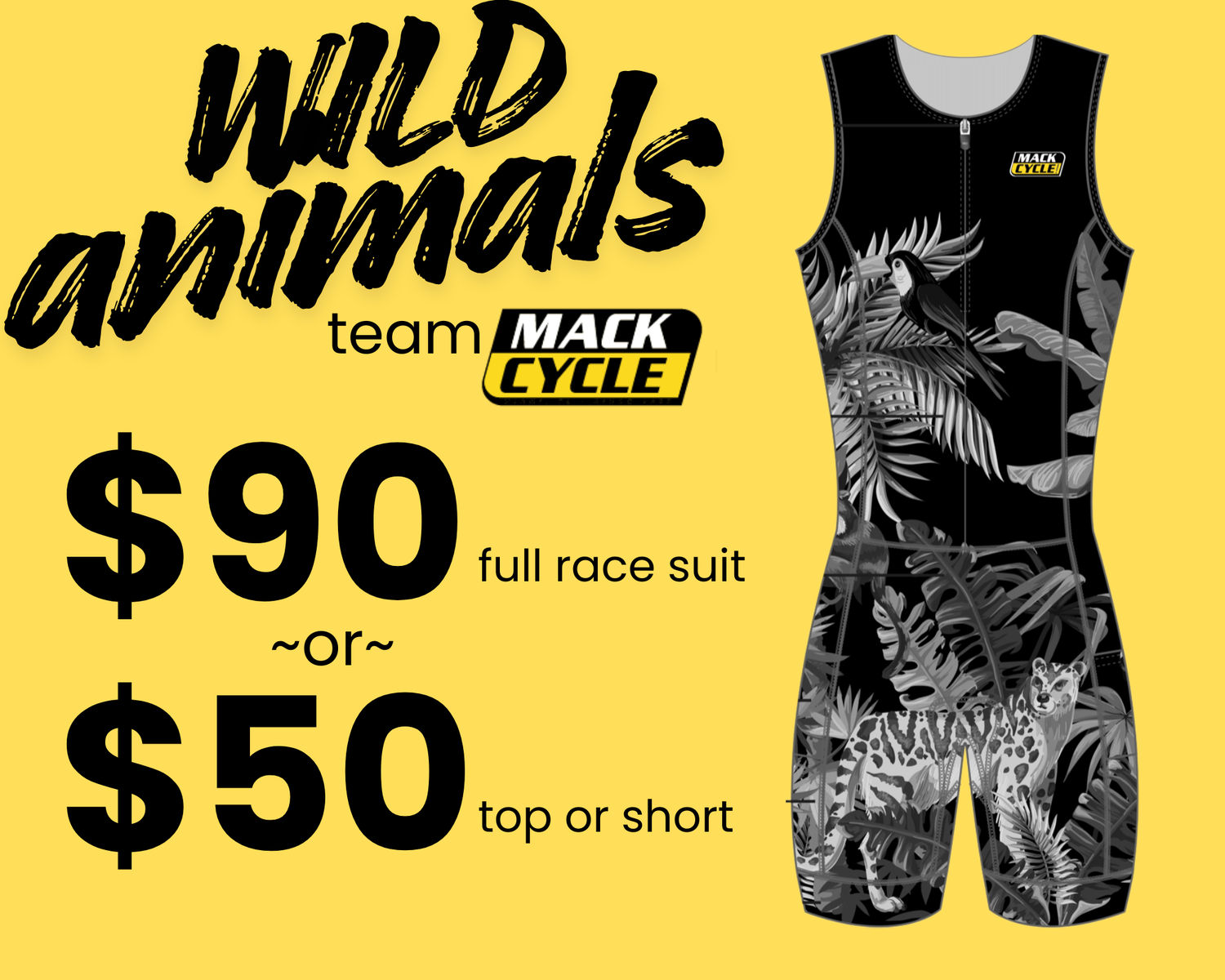 Men's Wild Animals Sleeveless Triathlon Race Suit