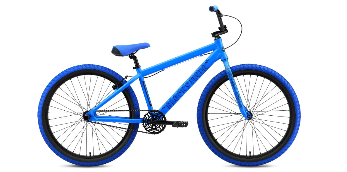 SE Bikes Blocks Flyer 26 BMX Bike - Matte Blue (Recommended Height - 5'3" and Taller)