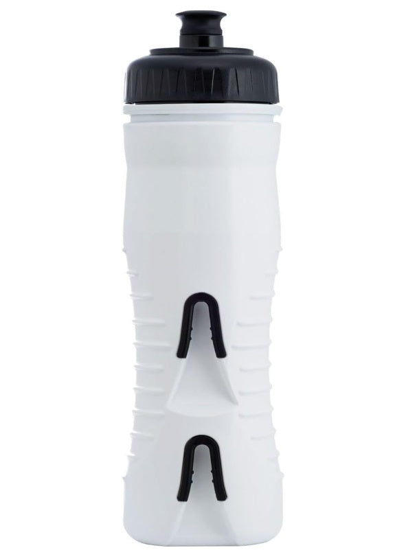 Fabric Cageless Insulated Bike Hydration Bottle - White/Black