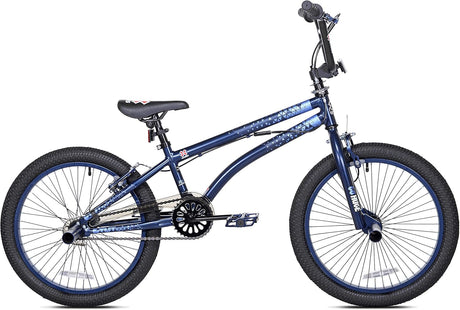 Blue BMX X-GAMES bicycle on a white background