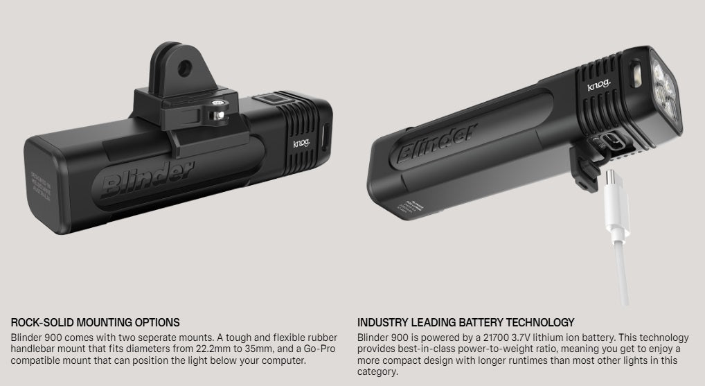 Knog Blinder 900 Front and Blinder Square 100 Rear Light Combo Set