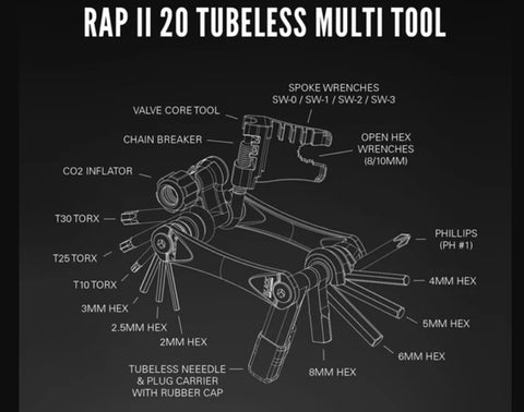 Lezyne RAP II 20 Tubeless Bicycle Mult-Tool