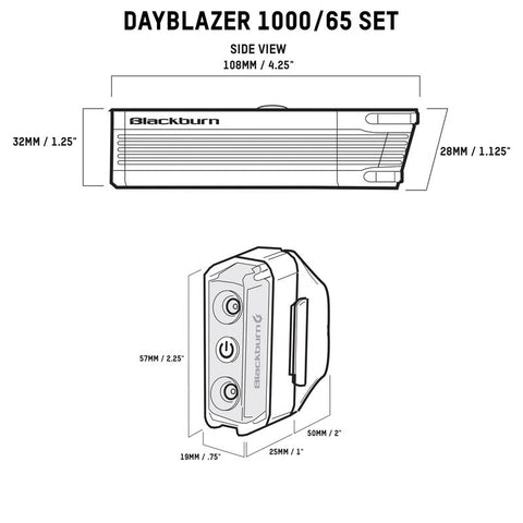 Blackburn Dayblazer 1000 Front Light + Dayblazer 65 Rear Light Combo Set
