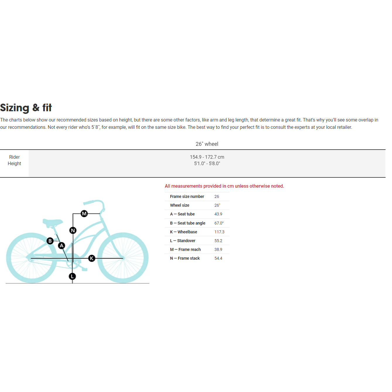 Cruiser clearance bike sizing