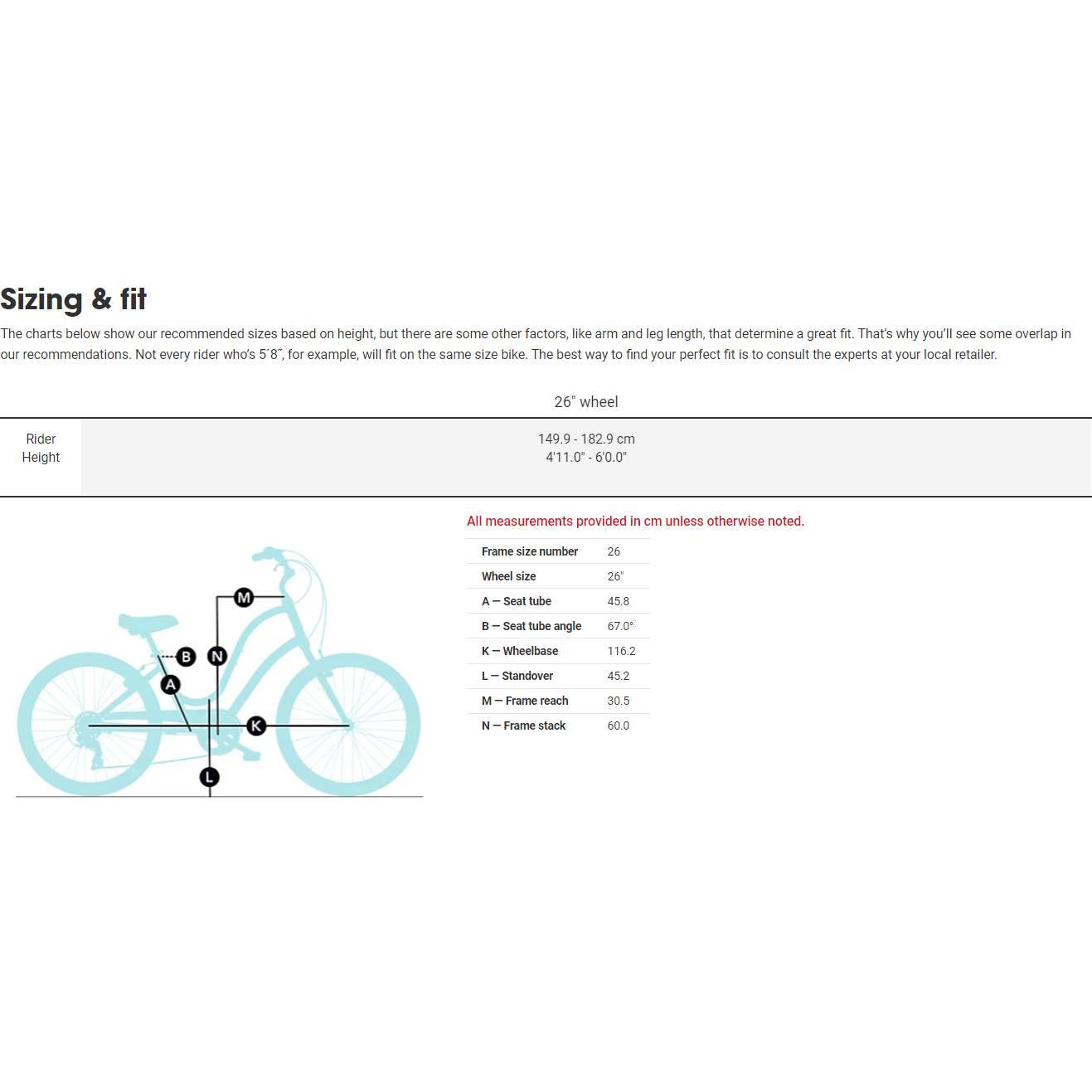 Specialized Rockhopper Sizing Chart